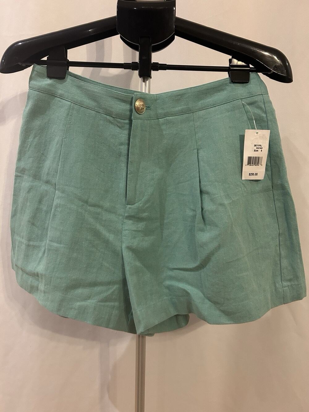 NWT L'Agence Seafoam Saige Safari Linen-Blend Shorts size 6